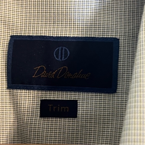 Men's David Donahue Blue & White Collared Button Down Shirt - Picture 6 of 8